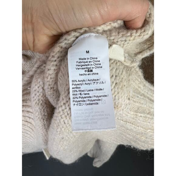 Madewell Women's Placed Bobble Mockneck Sweater Long Sleeve Beige Size Medium - Picture 7 of 8